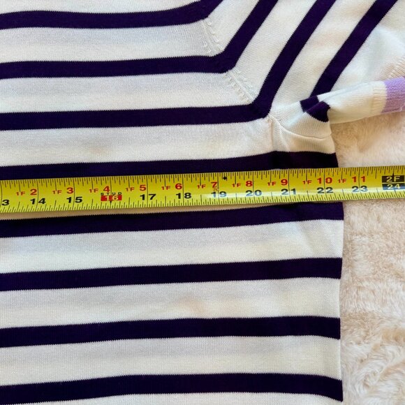 Lands' End Women's 100% Supima Cotton Striped Purple Top & Cardigan Set NWOT - Picture 15 of 16
